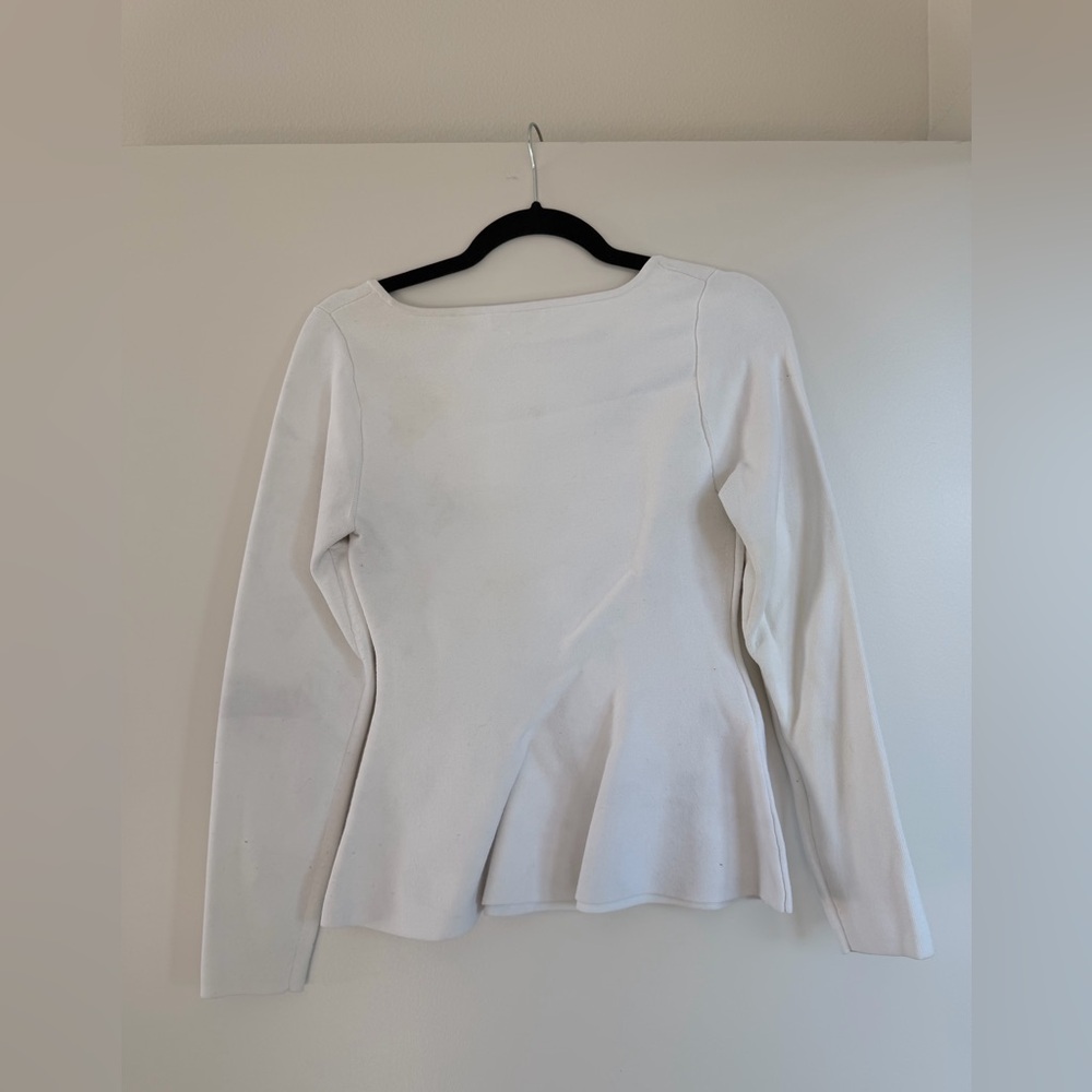 ARITZIA White Sculpt Knit Peplum Sweater - Picture 8 of 8